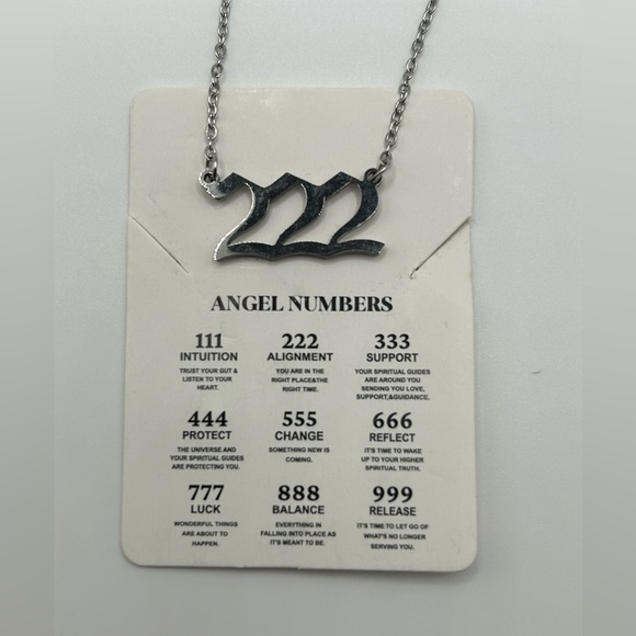 222 Angel Number Necklace Gold or Silver 18 inch length Stainless Steel‎ - Picture 4 of 10